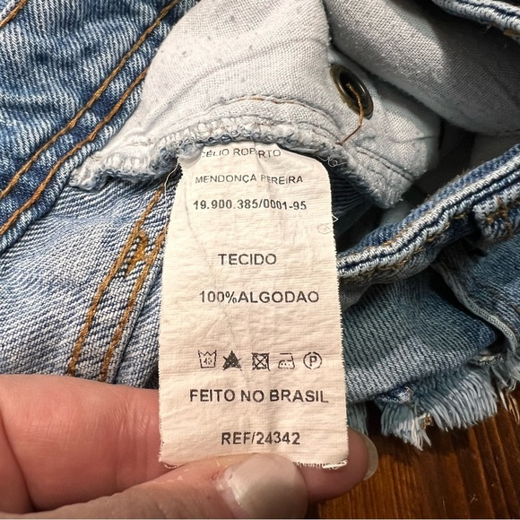 Ferando Brand Brazilian frayed hem denim shorts size 4 US. Side grommets EC - Picture 5 of 8